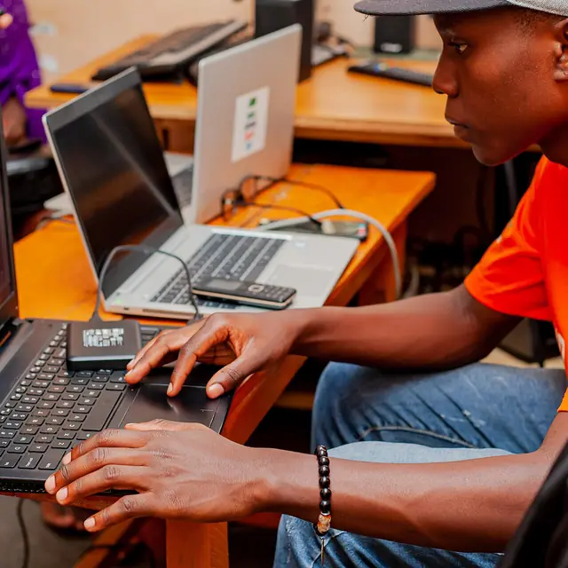 A man working on a laptop